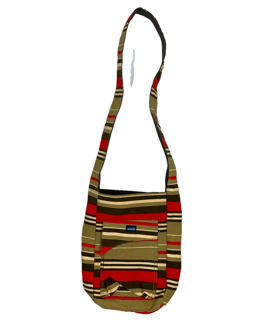 Kavu Stripe Hobo Crossbody Multicolor Canvas Purse